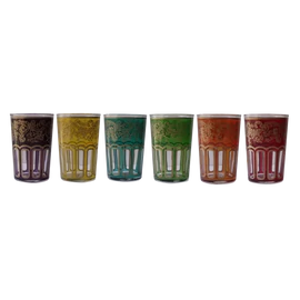 Arab üvegpohár készlet - különböző színekben - 6 db-os