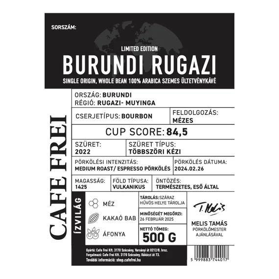 Burundi Rugazi single origin, szemes ültetvénykávé - 500g - limitált kiadás