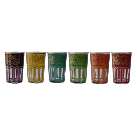 Arab üvegpohár készlet - különböző színekben - 6 db-os